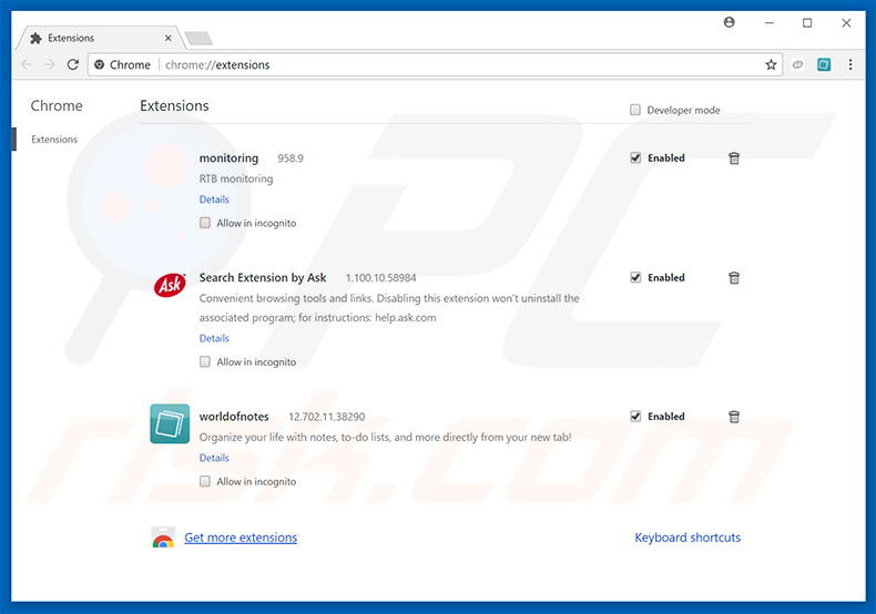Removing hp.myway.com related Google Chrome extensions