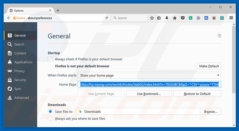 Removing hp.myway.com from Mozilla Firefox homepage