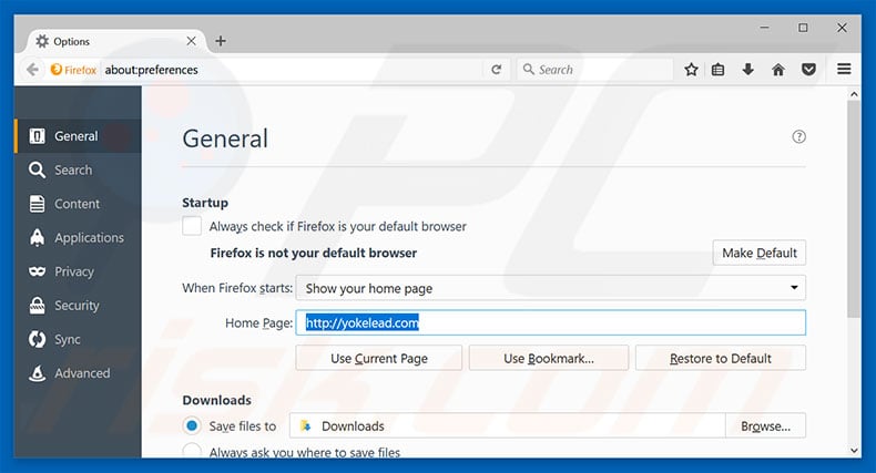 Removing yokelead.com from Mozilla Firefox homepage