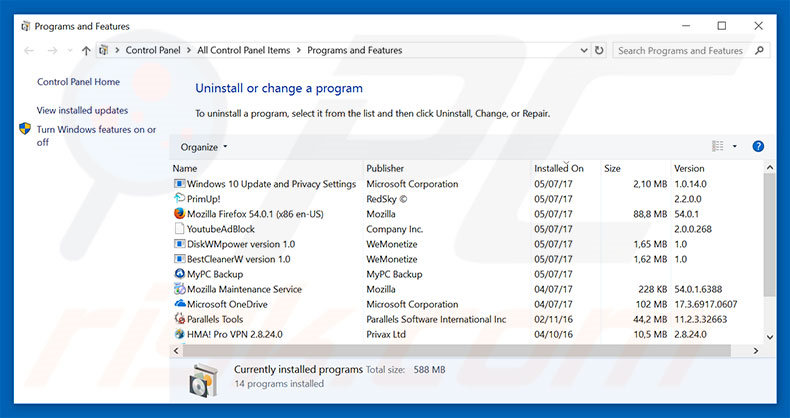 yokelead.com browser hijacker uninstall via Control Panel