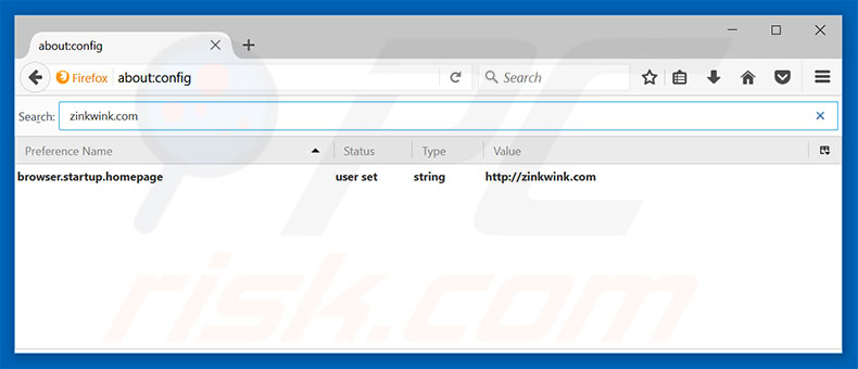 Removing zinkwink.com from Mozilla Firefox default search engine
