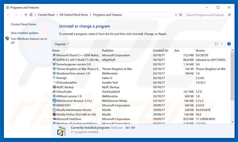 adexchangegate.com adware uninstall via Control Panel