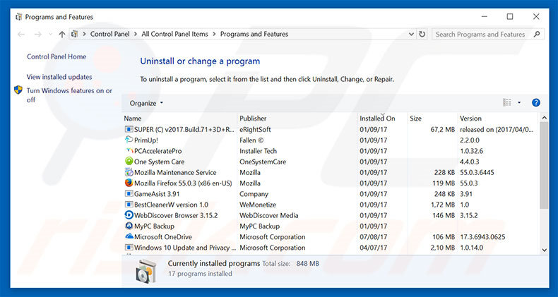 Antivirus Detected Some Suspicious Activity adware uninstall via Control Panel