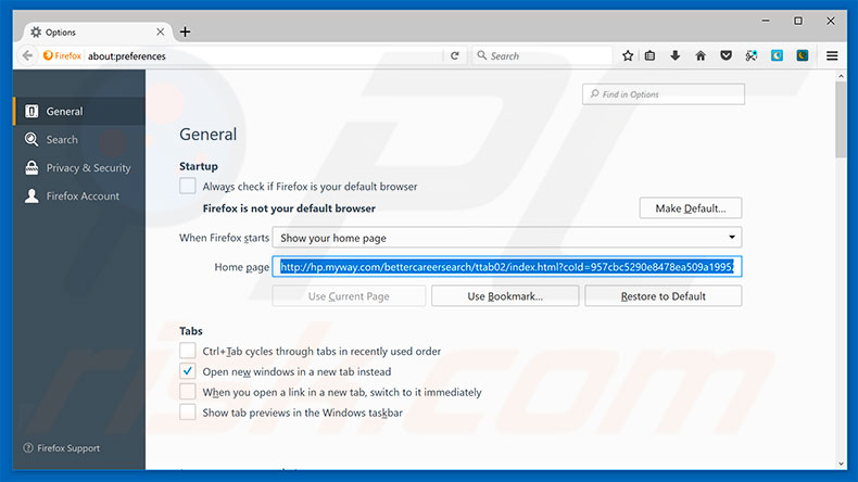 Removing hp.myway.com from Mozilla Firefox homepage