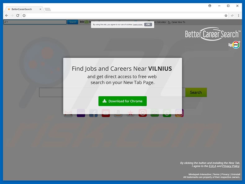 Website used to promote BetterCareerSearch browser hijacker