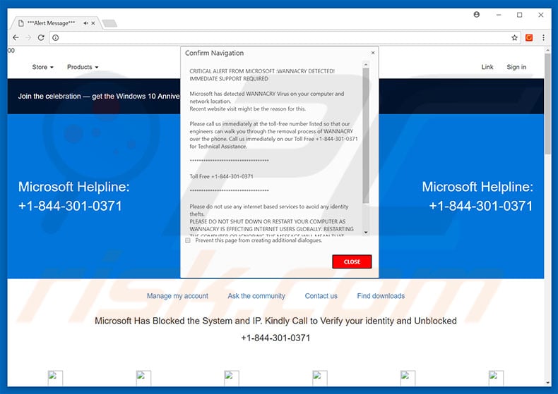 CRITICAL ALERT FROM MICROSOFT adware