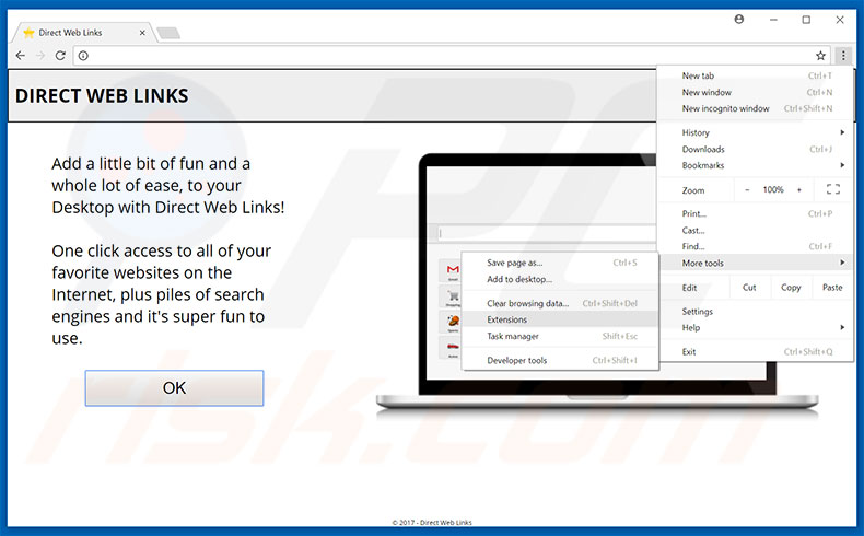 Removing Direct Web Links  ads from Google Chrome step 1