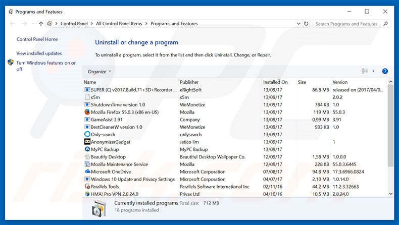 Direct Web Links adware uninstall via Control Panel