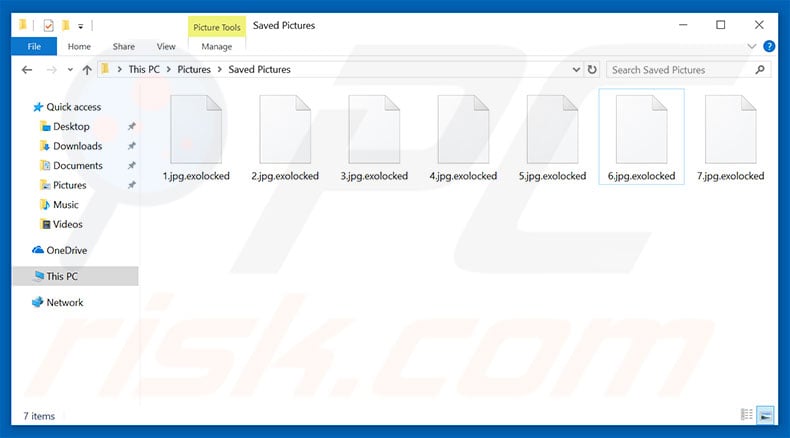 Files encrypted by Exolocked