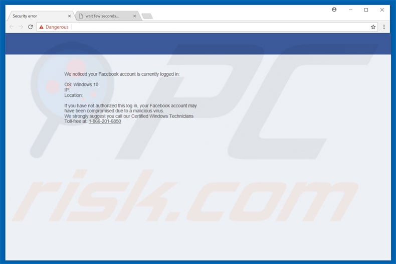 Facebook Account Is Currently Logged In adware