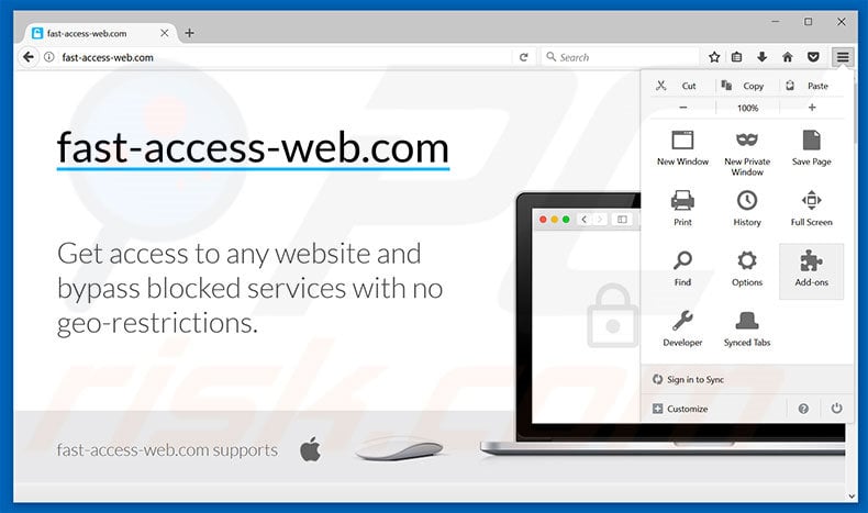 Removing Fast-access-web ads from Mozilla Firefox step 1