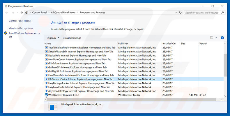 hp.myway.com browser hijacker uninstall via Control Panel