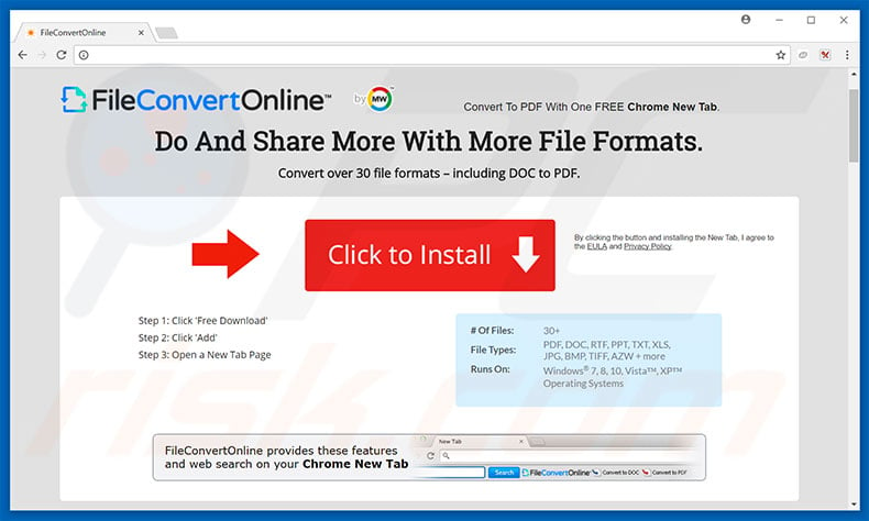 Website used to promote FileConvertOnline browser hijacker