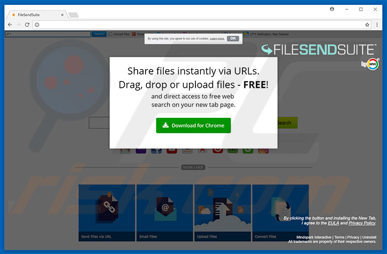 Website used to promote FileSendSuite browser hijacker