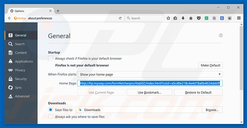 Removing hp.myway.com from Mozilla Firefox homepage