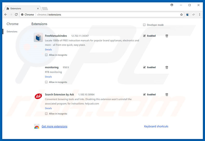 Removing hp.myway.com related Google Chrome extensions