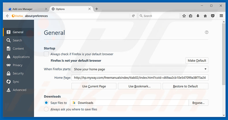Removing hp.myway.com from Mozilla Firefox homepage