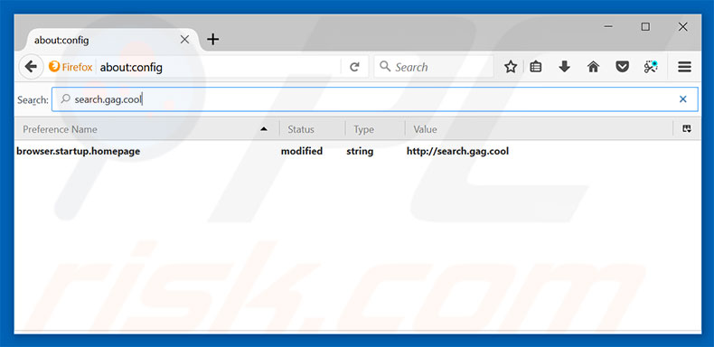 Removing search.gag.cool from Mozilla Firefox default search engine