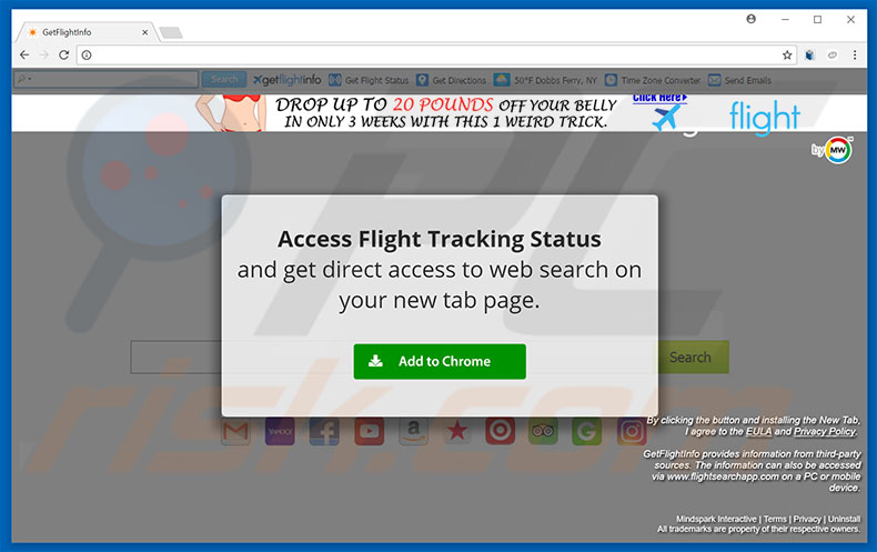Website used to promote GetFlightInfo browser hijacker