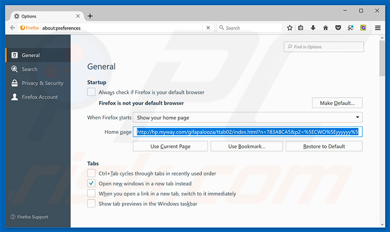 Removing hp.myway.com from Mozilla Firefox homepage