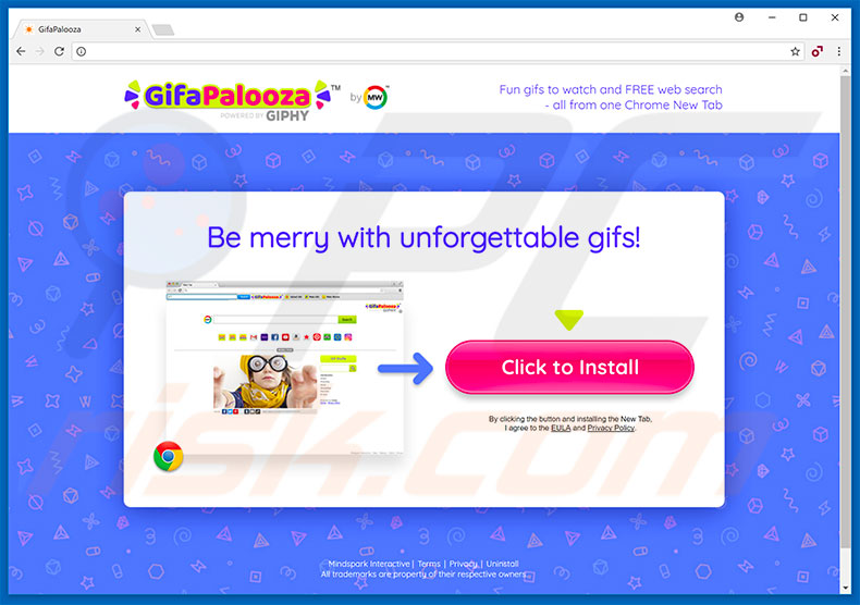 Website used to promote GifaPalooza browser hijacker