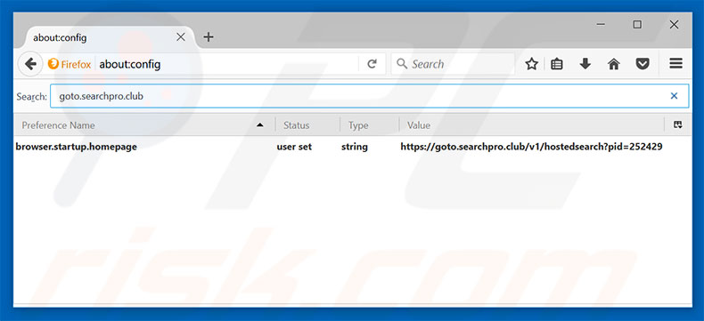 Removing goto.searchpro.club from Mozilla Firefox default search engine