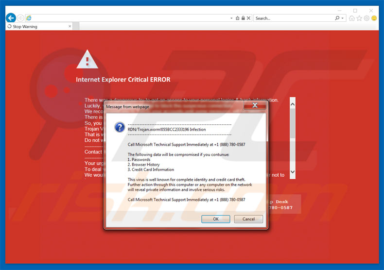 Internet Explorer Critical ERROR adware