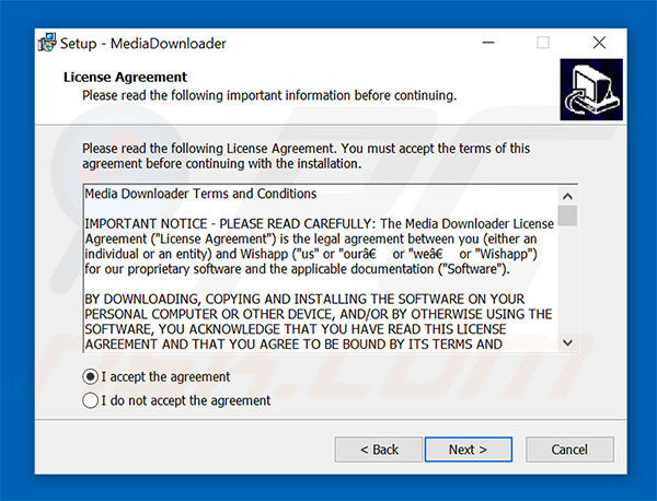 MediaDownloader adware installation setup