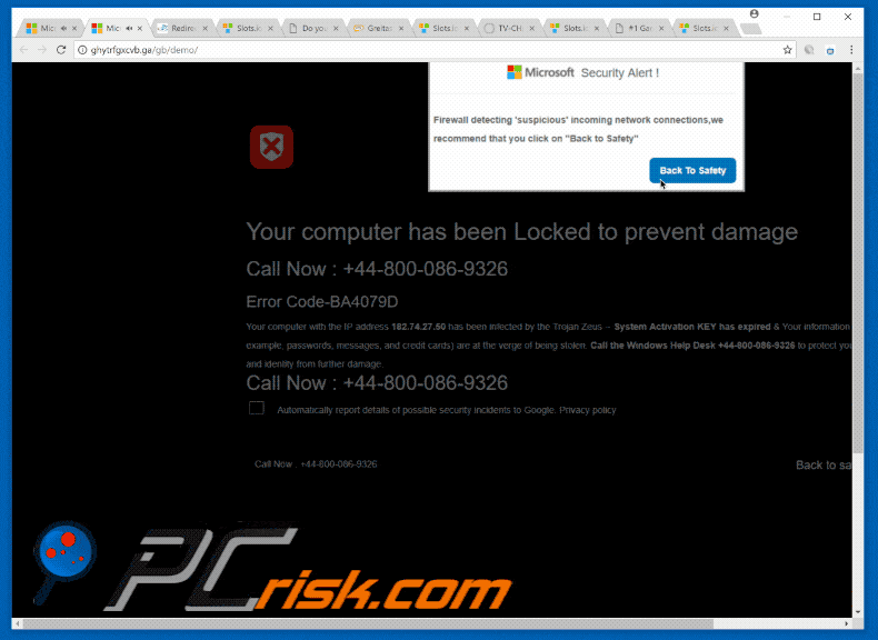 Microsoft Security Alert scam gif