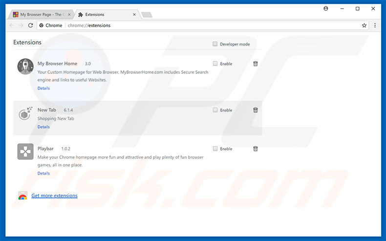 Removing mybrowserspage.com related Google Chrome extensions