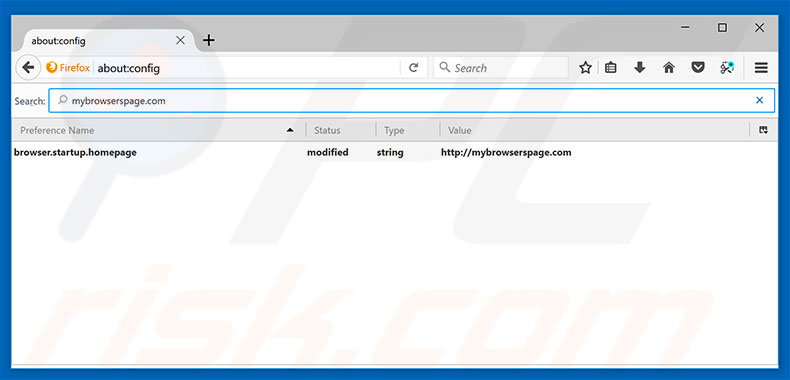 Removing mybrowserspage.com from Mozilla Firefox default search engine