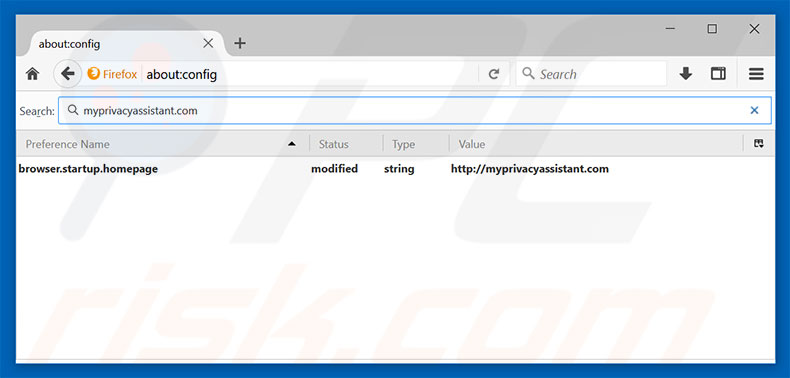 Removing myprivacyassistant.com from Mozilla Firefox default search engine