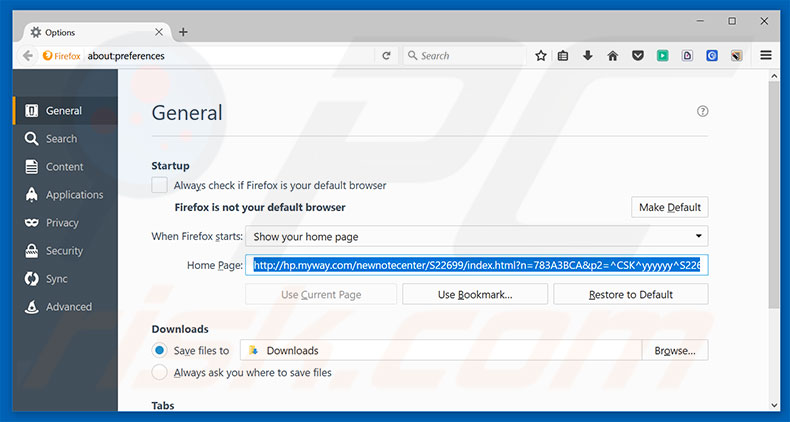 Removing hp.myway.com from Mozilla Firefox homepage