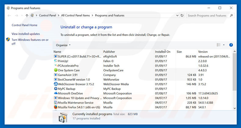 NoterSave adware uninstall via Control Panel