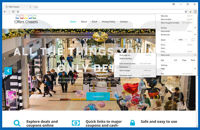 Removing Offers Chaser  ads from Google Chrome step 1