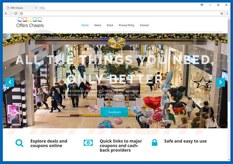 Offers Chaser adware promoting website
