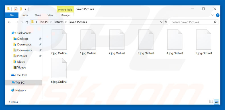 Files encrypted by Ordinal ransomware (.Ordinal extension)