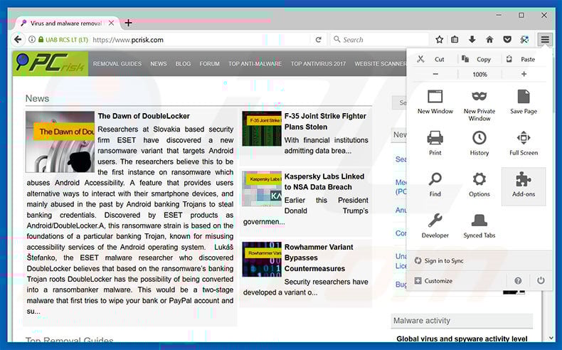 Removing querylead.com ads from Mozilla Firefox step 1