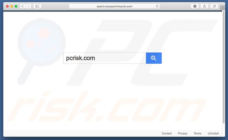 search.anysearchresults.com browser hijacker on a Mac computer