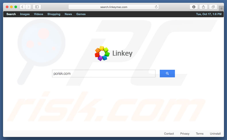 search.linkeymac.com browser hijacker on a Mac computer