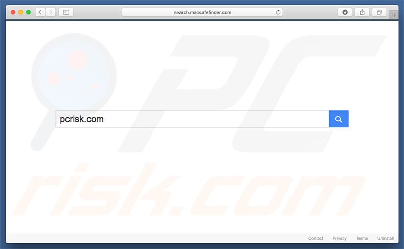 search.macsafefinder.com browser hijacker on a Mac computer