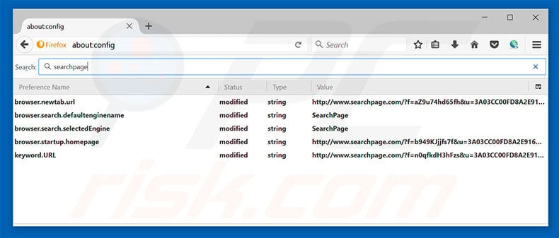 Removing searchpage.com from Mozilla Firefox default search engine