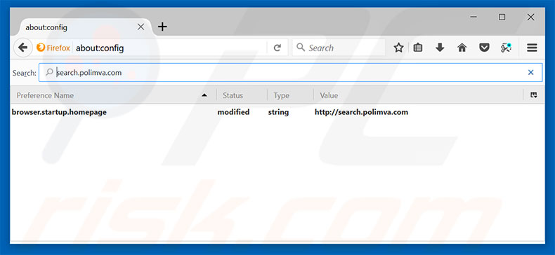 Removing search.polimva.com from Mozilla Firefox default search engine