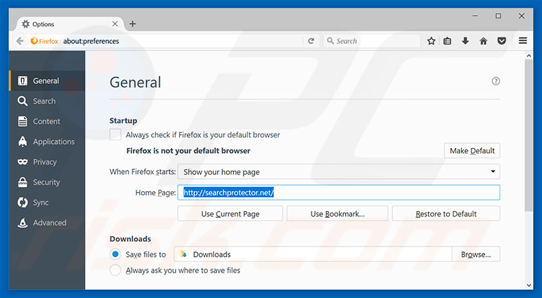 Removing searchprotector.net from Mozilla Firefox homepage