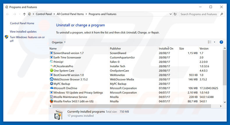 searchprotector.net browser hijacker uninstall via Control Panel