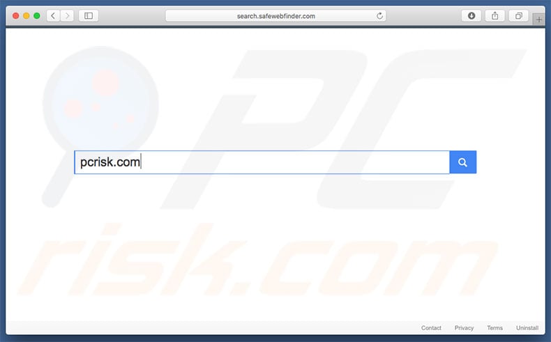 search.safewebfinder.com browser hijacker on a Mac computer