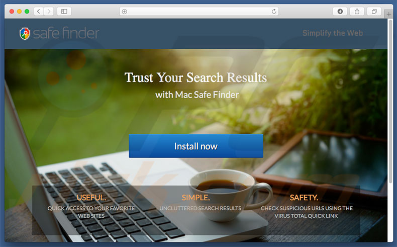 Dubious website used to promote search.safewebfinder.com