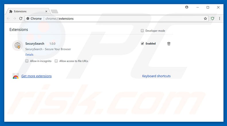 Removing search.securysearch.com related Google Chrome extensions