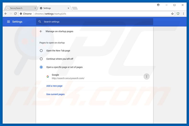 Removing search.securysearch.com from Google Chrome homepage