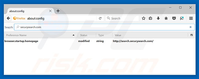 Removing search.securysearch.com from Mozilla Firefox default search engine